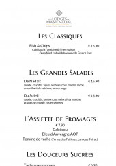 Menu Aux Lodges du Mas de Nadal - Les classiques, grandes salades et douceurs sucrées,...