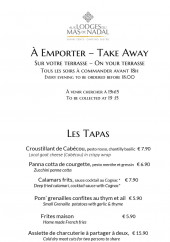 Menu Aux Lodges du Mas de Nadal - Les tapas, burgers et frites