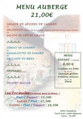 Menu Auberge des Versanes - Les menus et formules 