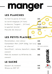 Menu Gaztak - Les planches, petits plaisirs, ...
