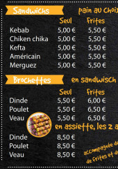 Menu Le Délice 47 - Les sandwichs et brochettes