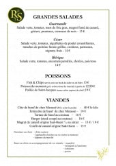 Menu Rosemary's - Salades, poissons et viandes