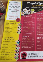 Menu Royal Agen - Les apéritifs, bières et boissons,...