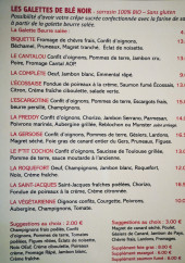 Menu La Grange Aux Crêpes - Les galettes de blé noir