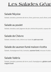 Menu Le Solendo - Les salades