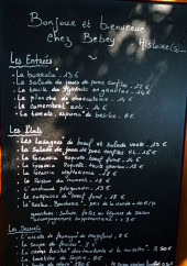 Menu Histoire(s)... chez Bebey - Les entrées, plats, desserts