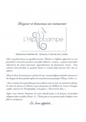 Menu L'hippocampe - Carte et menu L'hippocampe