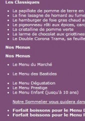 Menu Trama - Information sur le menu