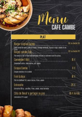 Menu Café Cambe - Les plats