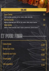 Menu Café Cambe - Les salades et desserts