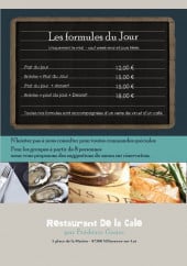 Menu Restaurant de la Cale - Les formules du jours