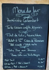 Menu Le refuge - L'ardoise