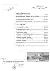 Menu La Renaissance - Pour commencer, cuisines et plateau de fromage 