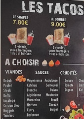 Menu Espace Food - Les tacos, boissons, ...
