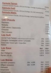 Menu La Taverne d'Henri - Les formules, chauds, softs,...