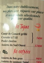 Menu Pastificci - Les tapas, entrées et viandes