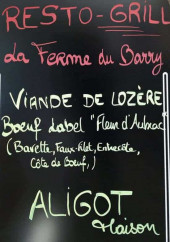 Menu La Ferme du Barry - Un exemple de menu du jour