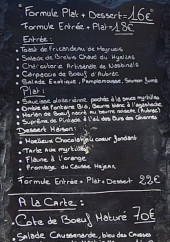 Menu L'Imprévu - Les formules, menus à la carte