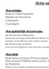 Menu Café de la place - Les plats,  entrées et les spécialités  choucroutes