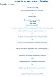 Menu Belle rive - La formule express et les menus enchantés de vous connaître