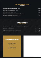 Menu Douggy's - A partager, boissons, ...