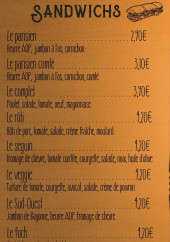 Menu L'instant - Les sandwichs