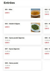 Menu Nagoya - Les entrées