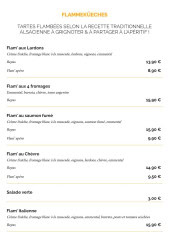 Menu La Taverne - Flammekueches