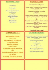 Menu Antilles Festif - Les menus