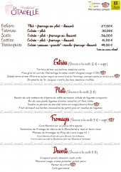 Menu La Citadelle - Les formules, entrées, plats...