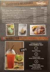 Menu Les Pagannes - Les smoothies, milkshakes et bubble tea