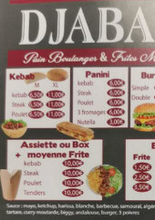 Menu Djabab kebab - Les tenders , kebab et paninis
