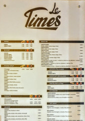 Menu Le Time's - La carte