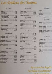 Menu Les délices de Chaïma - Boissons, frites, paninis,....
