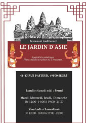 Menu Jardin D'asie - Carte et menu  Jardin D asie Segré-en-Anjou Bleu