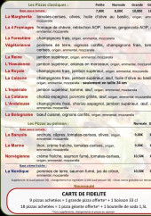 Menu Pizzeria Vitaliano - Les pizzas classiques