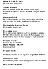 Menu La Metidja - Les menus