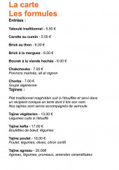 Menu La Metidja - Les entrées et tajines