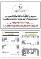 Menu Lunotel - Les apéritifs, bières, cidres et eaux