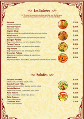 Menu Restaurant Bollywood Zaika - Les entrées  suite
