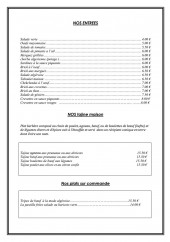 Menu Restaurant le Berbère - Les entrées, tajines...