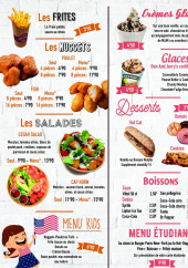 Menu American City - Menu frites, nuggets, salades, desserts et boissons