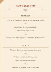 Menu L'antidote - Le menu 26.30€
