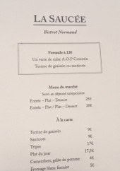 Menu La Saucée - Les menus