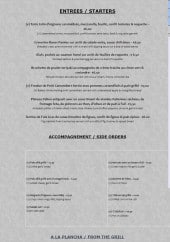 Menu L'Abbaye - Entrées, acccompagnements, à plancha...