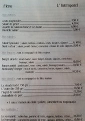 Menu L' Intemporel - Entrées, salades, burgers,...