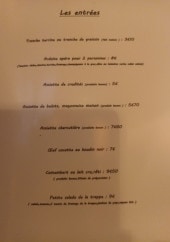 Menu Le Local - Les entrées