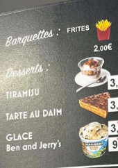 Menu Oméga Grill - Les barquettes, desserts et boissons