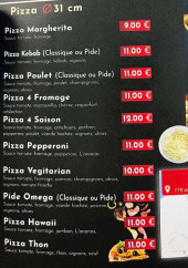 Menu Oméga Grill - Les pizzas