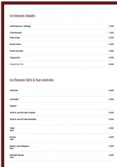 Menu Pub de l'Abbaye - les boissons chauds et minérals